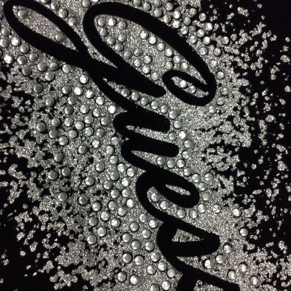 Guess Black Tee Embellished With Silver Sparkle - Picture 8 of 8